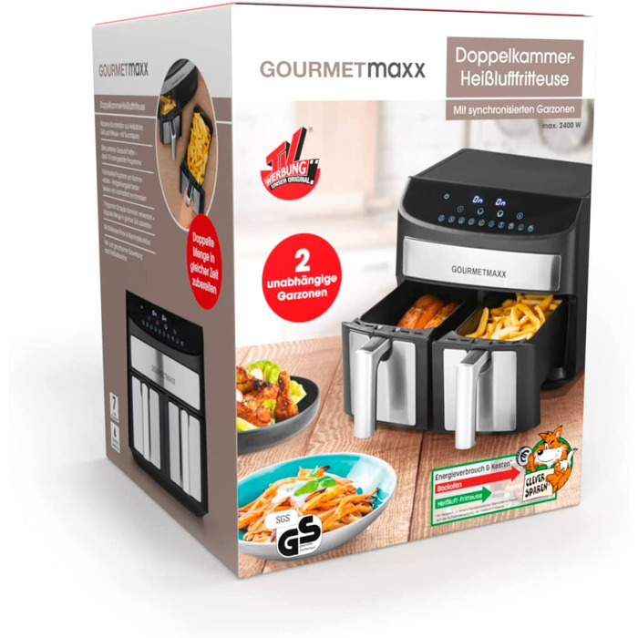 Двухзонная фритюрница GOURMETmaxx / 7 л / 10 программ / 2400 Вт