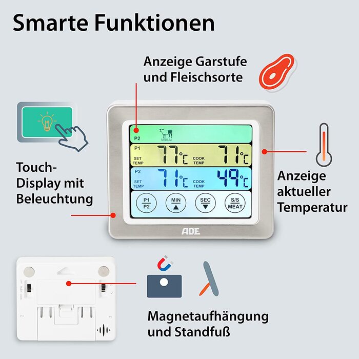 Термометр для мяса ADE INADE-BBQ-1903 с 2-мя датчиками температуры