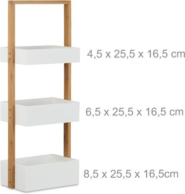 Полка для ванной комнаты с 3 корзинами 76 x 30 x 18,5 см Relaxdays