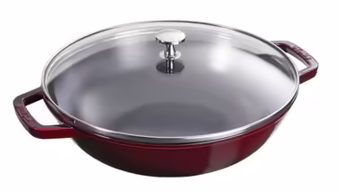 Вок со стеклянной крышкой 30 см, гранат Staub
