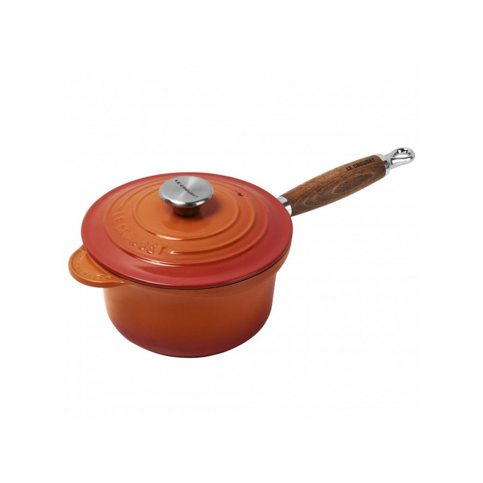 Ковш с крышкой 18 см и деревянной ручкой, оранжевый Le Creuset