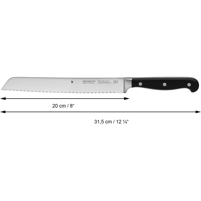 Нож для хлеба WMF Spitzenklasse Plus из нержавеющей стали, 20 см