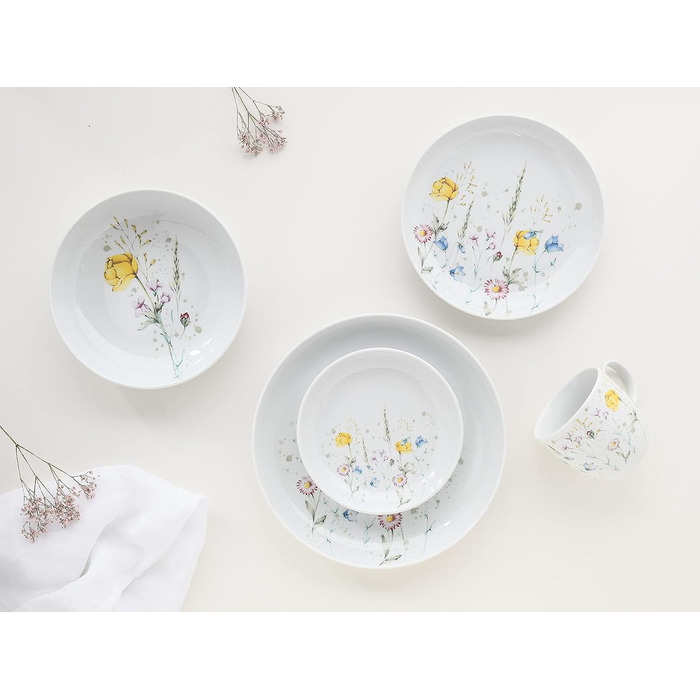 Столовый сервиз фарфоровый на 2 человека 10 предметов Allround Series Meadow Flowers CreaTable