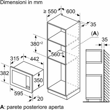 Встраиваемая микроволновая печь Bosch Elettrodomestici BEL623MB3 / 800 Вт / 20 л