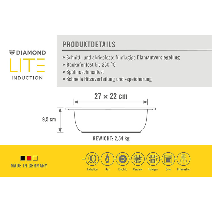 Жаровня 27 x 22 см Diamond Lite Woll