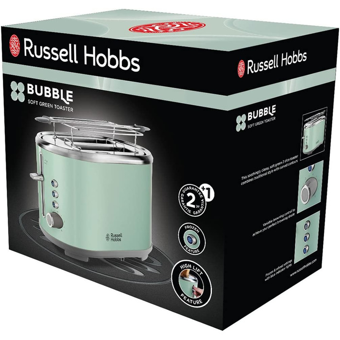 Тостер Russell Hobbs / 930 Вт / на 2 ломтика / с насадкой для булочек / 6 ступеней