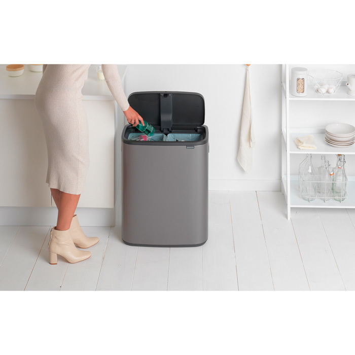 Мусорный бак 2х30 л платиновый Bo Touch Bin Brabantia