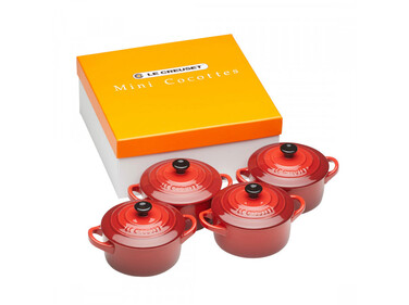 Набор мини-кастрюль / жаровен 10 см 4 предмета, красный Le Creuset