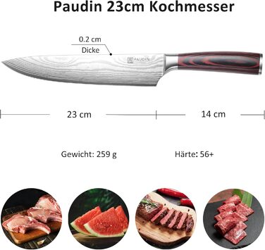 Профессиональный поварской нож из нержавеющей стали 23 см PAUDIN
