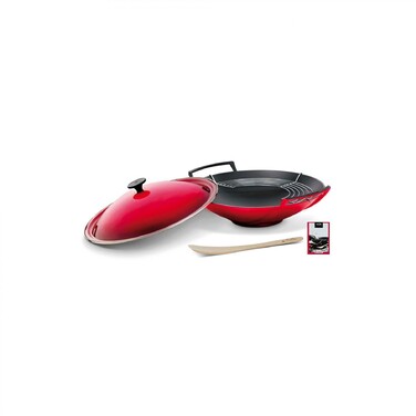 Сковорода Вок с крышкой 36 см, красная Cerise Le Creuset