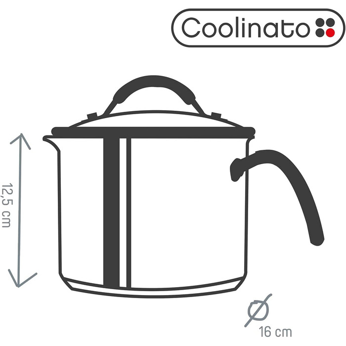 Ковш для молока с ободком  и стеклянной крышкой 16 см, 2.4 л Coolinato