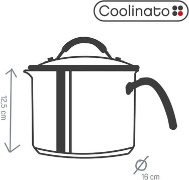 Ковш для молока с ободком  и стеклянной крышкой 16 см, 2.4 л Coolinato